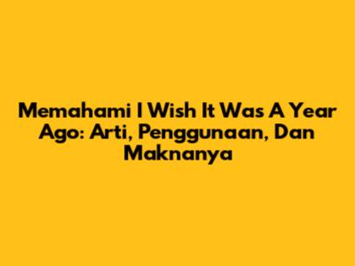 Memahami 'I Wish It Was A Year Ago': Arti, Penggunaan, Dan Maknanya