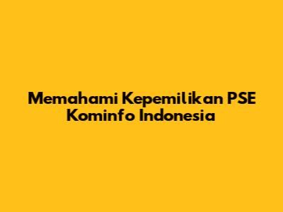 Memahami Kepemilikan PSE Kominfo Indonesia