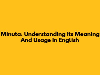 Minuta: Understanding Its Meaning And Usage In English