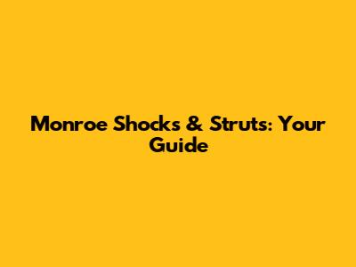 Monroe Shocks & Struts: Your Guide