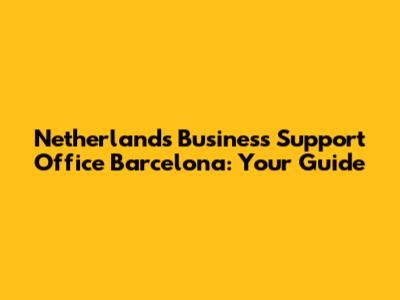 Netherlands Business Support Office Barcelona: Your Guide