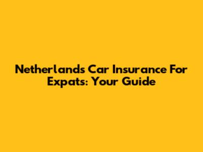 Netherlands Car Insurance For Expats: Your Guide