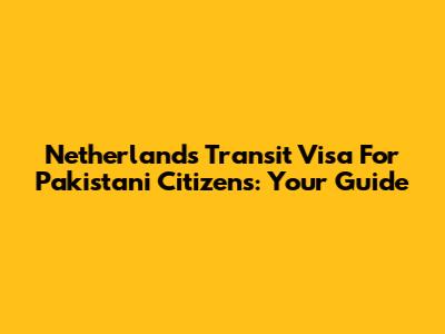 Netherlands Transit Visa For Pakistani Citizens: Your Guide