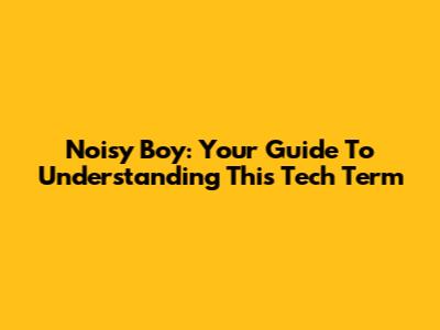 Noisy Boy: Your Guide To Understanding This Tech Term
