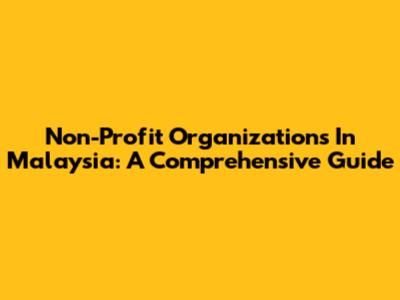 Non-Profit Organizations In Malaysia: A Comprehensive Guide
