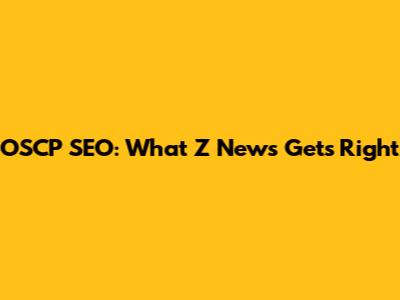 OSCP SEO: What Z News Gets Right