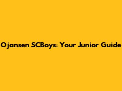Ojansen SCBoys: Your Junior Guide