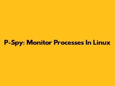 P-Spy: Monitor Processes In Linux