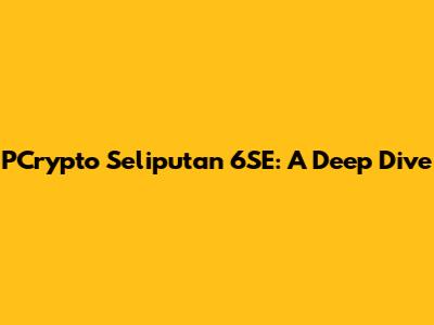 PCrypto Seliputan 6SE: A Deep Dive