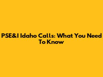 PSE&I Idaho Calls: What You Need To Know