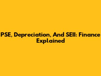 PSE, Depreciation, And SEII: Finance Explained