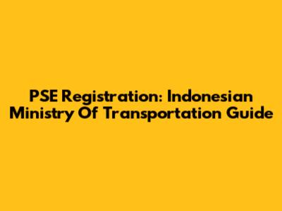 PSE Registration: Indonesian Ministry Of Transportation Guide