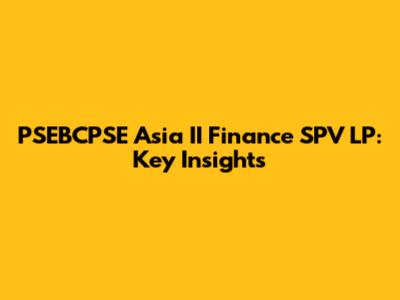 PSEBCPSE Asia II Finance SPV LP: Key Insights