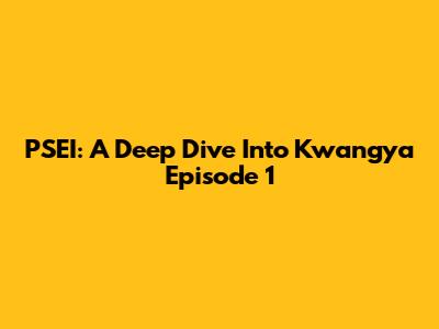 PSEI: A Deep Dive Into Kwangya Episode 1