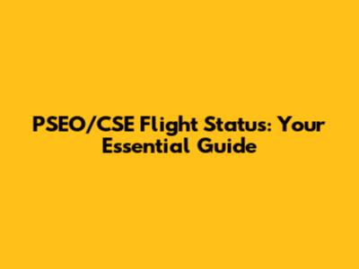 PSEO/CSE Flight Status: Your Essential Guide