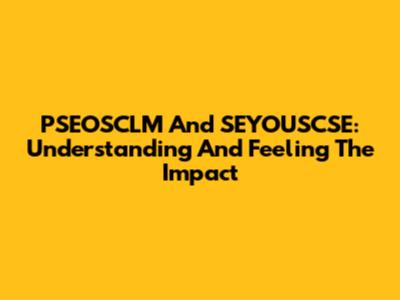 PSEOSCLM And SEYOUSCSE: Understanding And Feeling The Impact