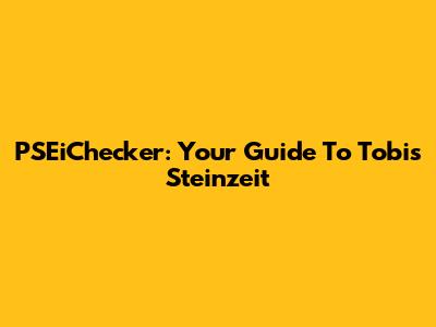 PSEiChecker: Your Guide To Tobi's Steinzeit