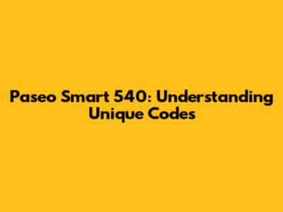 Paseo Smart 540: Understanding Unique Codes