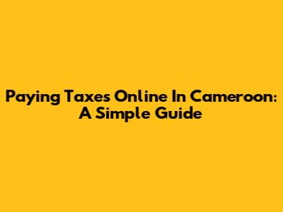 Paying Taxes Online In Cameroon: A Simple Guide