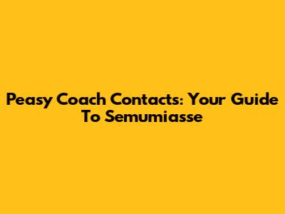 Peasy Coach Contacts: Your Guide To Semumiasse