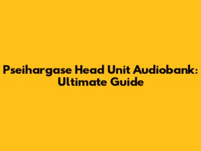 Pseihargase Head Unit Audiobank: Ultimate Guide
