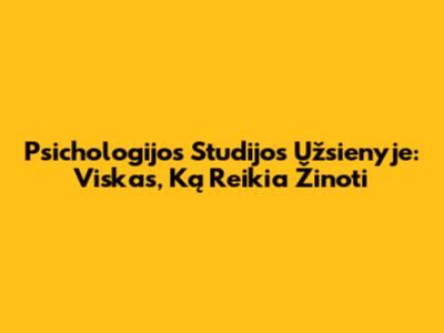 Psichologijos Studijos Užsienyje: Viskas, Ką Reikia Žinoti
