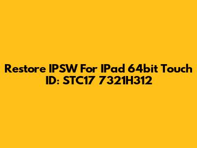 Restore IPSW For IPad 64bit Touch ID: STC17 7321H312