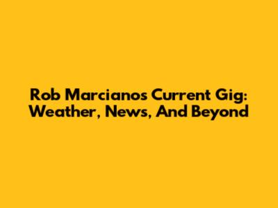 Rob Marciano's Current Gig: Weather, News, And Beyond
