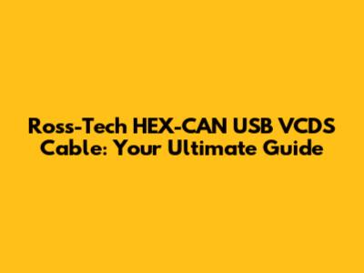 Ross-Tech HEX-CAN USB VCDS Cable: Your Ultimate Guide
