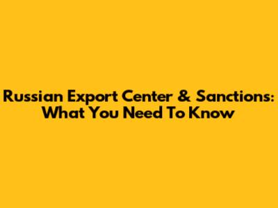 Russian Export Center & Sanctions: What You Need To Know