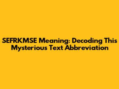 SEFRKMSE Meaning: Decoding This Mysterious Text Abbreviation