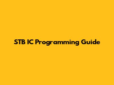 STB IC Programming Guide