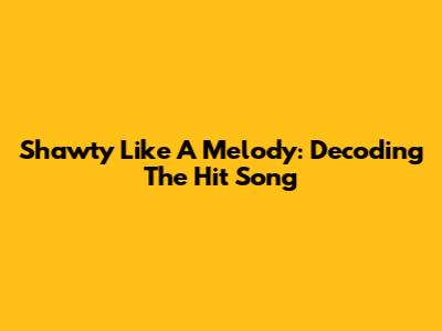 Shawty Like A Melody: Decoding The Hit Song