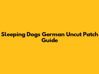 Sleeping Dogs German Uncut Patch Guide