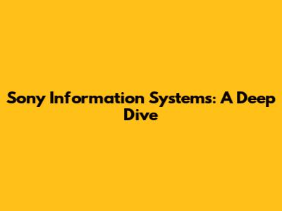 Sony Information Systems: A Deep Dive