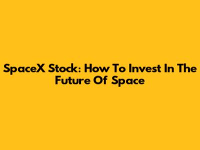 SpaceX Stock: How To Invest In The Future Of Space
