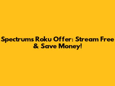 Spectrum's Roku Offer: Stream Free & Save Money!