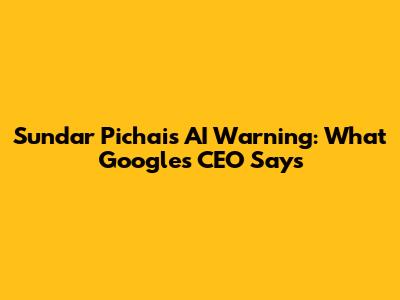 Sundar Pichai's AI Warning: What Google's CEO Says