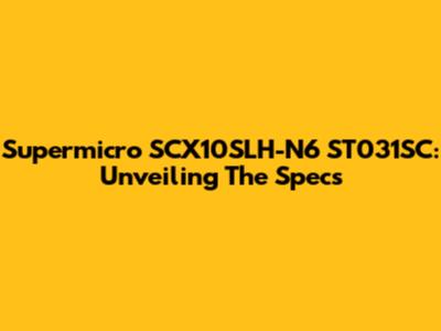 Supermicro SCX10SLH-N6 ST031SC: Unveiling The Specs