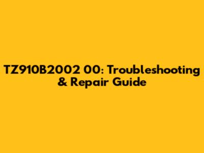 TZ910B2002 00: Troubleshooting & Repair Guide