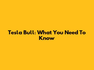Tesla Bull: What You Need To Know