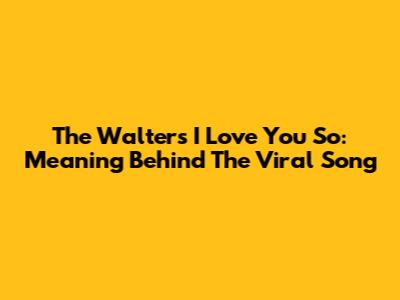 The Walters 'I Love You So': Meaning Behind The Viral Song