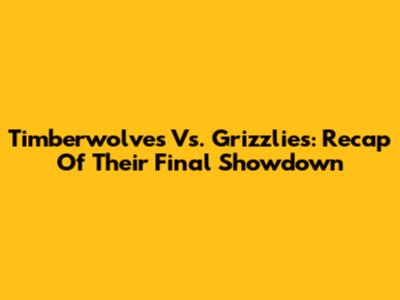 Timberwolves Vs. Grizzlies: Recap Of Their Final Showdown