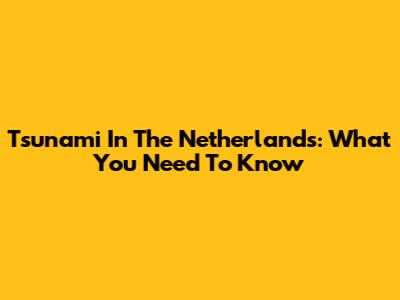 Tsunami In The Netherlands: What You Need To Know