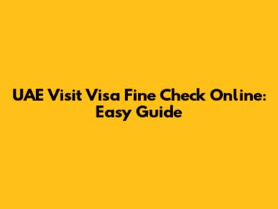 UAE Visit Visa Fine Check Online: Easy Guide