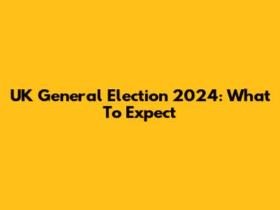 UK General Election 2024: What To Expect