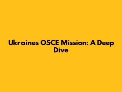 Ukraine's OSCE Mission: A Deep Dive