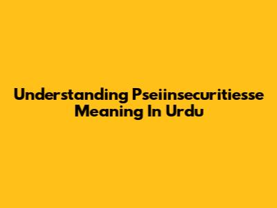 Understanding 'Pseiinsecuritiesse' Meaning In Urdu
