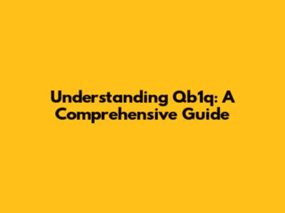 Understanding Qb1q: A Comprehensive Guide