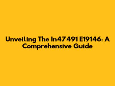Unveiling The In47491 E19146: A Comprehensive Guide